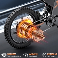 BOPZIN Q8 Electric Dirt Bike  3000W Peak Motor  60V 35Ah Removable Battery  Up to 45MPH  68 Miles Max Range  25' Fat Tires  Dua