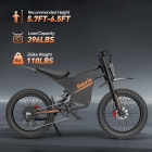 BOPZIN Q8 Electric Dirt Bike  3000W Peak Motor  60V 35Ah Removable Battery  Up to 45MPH  68 Miles Max Range  25' Fat Tires  Dua