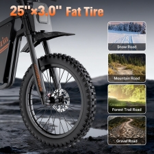 BOPZIN Q8 Electric Dirt Bike  3000W Peak Motor  60V 35Ah Removable Battery  Up to 45MPH  68 Miles Max Range  25' Fat Tires  Dua