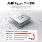 FIREBAT F1 Mini PC  AMD Ryzen 7 H255  8 Cores 16 Threads Up to 4 9GHz  AMD Radeon 780M Graphics  16GB LPDDR5 RAM  512GB SSD  US