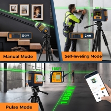 CIGMAN CM-S05 12 Lines Laser Level  Gesture Control  3 × 360° Green Laser  ±3° Self-Leveling  LCD Real-Time Display  4-Leve