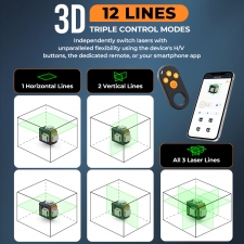 CIGMAN CM-S05 12 Lines Laser Level  Gesture Control  3 × 360° Green Laser  ±3° Self-Leveling  LCD Real-Time Display  4-Leve