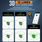 CIGMAN CM-S05 12 Lines Laser Level  Gesture Control  3 × 360° Green Laser  ±3° Self-Leveling  LCD Real-Time Display  4-Leve