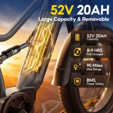 HIKNIGHT H6 PRO Electric Bike  4000W Peak Dual Motors  52V 20Ah Removable Battery  145km Range  64km/h Max Speed  200N·m Torqu