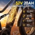 HIKNIGHT H6 PRO Electric Bike  4000W Peak Dual Motors  52V 20Ah Removable Battery  145km Range  64km/h Max Speed  200N·m Torqu