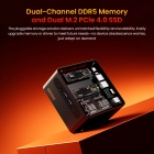 AOOSTAR G-FLIP Mini PC Barebone  No RAM No SSD   AMD Ryzen 7 H255 8 Core Max 4 9GHz  Radeon 780M Graphics  Dual DDR5-5600   Dua