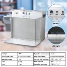 LTQ Vapor CW-13 Laminar Flow Hood  H13 HEPA Filter  99 97% Filtration Efficiency  Dual-Fan Vertical Laminar Flow  Continuous Ai