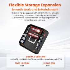 FIREBAT R3 Mini PC  AMD Ryzen 5 7430U 6 Cores 12 Threads Up to 4,3GHz  16GB LPDDR4 RAM 512GB SSD  AMD Radeon Graphics