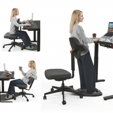 NEWTRAL MT-M Standing-Mate Ergonomic Standing Desk Chair  5-in-1 Adaptive Seating  167° Flip Backrest  Adjustable Seat Height