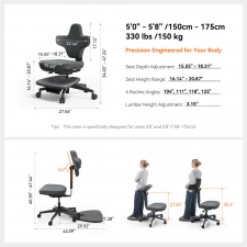 NEWTRAL MT-M Standing-Mate Ergonomic Standing Desk Chair  5-in-1 Adaptive Seating  167° Flip Backrest  Adjustable Seat Height