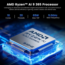 MINIX ER936‑AI Mini PC, AMD Ryzen AI 9 365, 32GB DDR5 1TB SSD, Dual 2.5G LAN, WiFi 6E BT5.2, Quad‑Screen Output