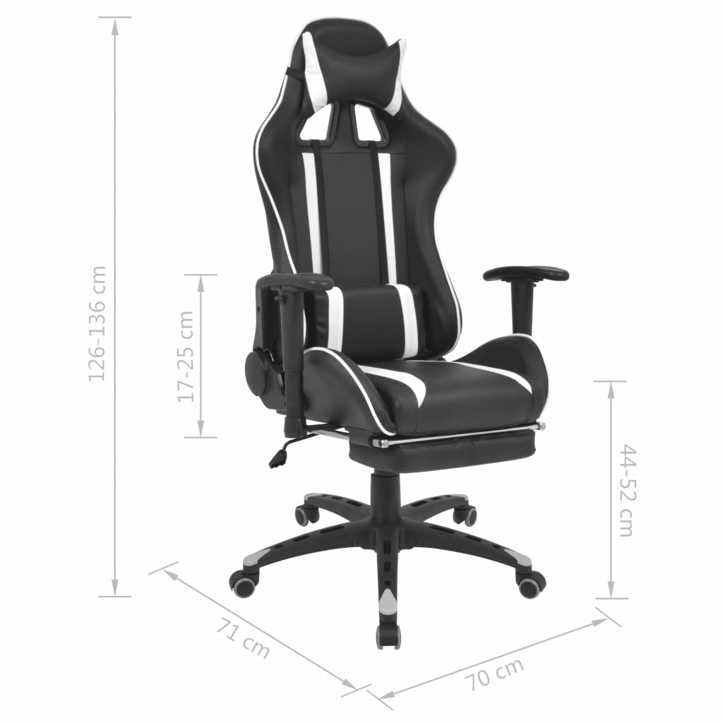 Regulowane krzesło biurowe z podnóżkiem, białe