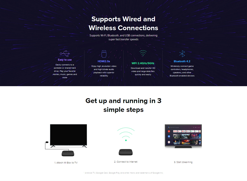 [HK Stock] XIAOMI Mi Box S Android TV 8.1 2GB/8GB 4K TV BOX with Voice Remote Dolby DTS Chromecast AC Wifi Bluetooth Certified-Official International Version