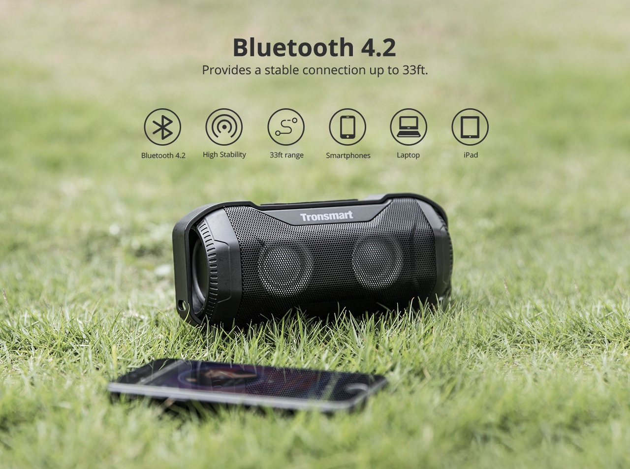Tronsmart Element Blaze 10W Portable Bluetooth Speaker with Superior Bass & LED Lights, IPX56 Water-Resistant for iPhone