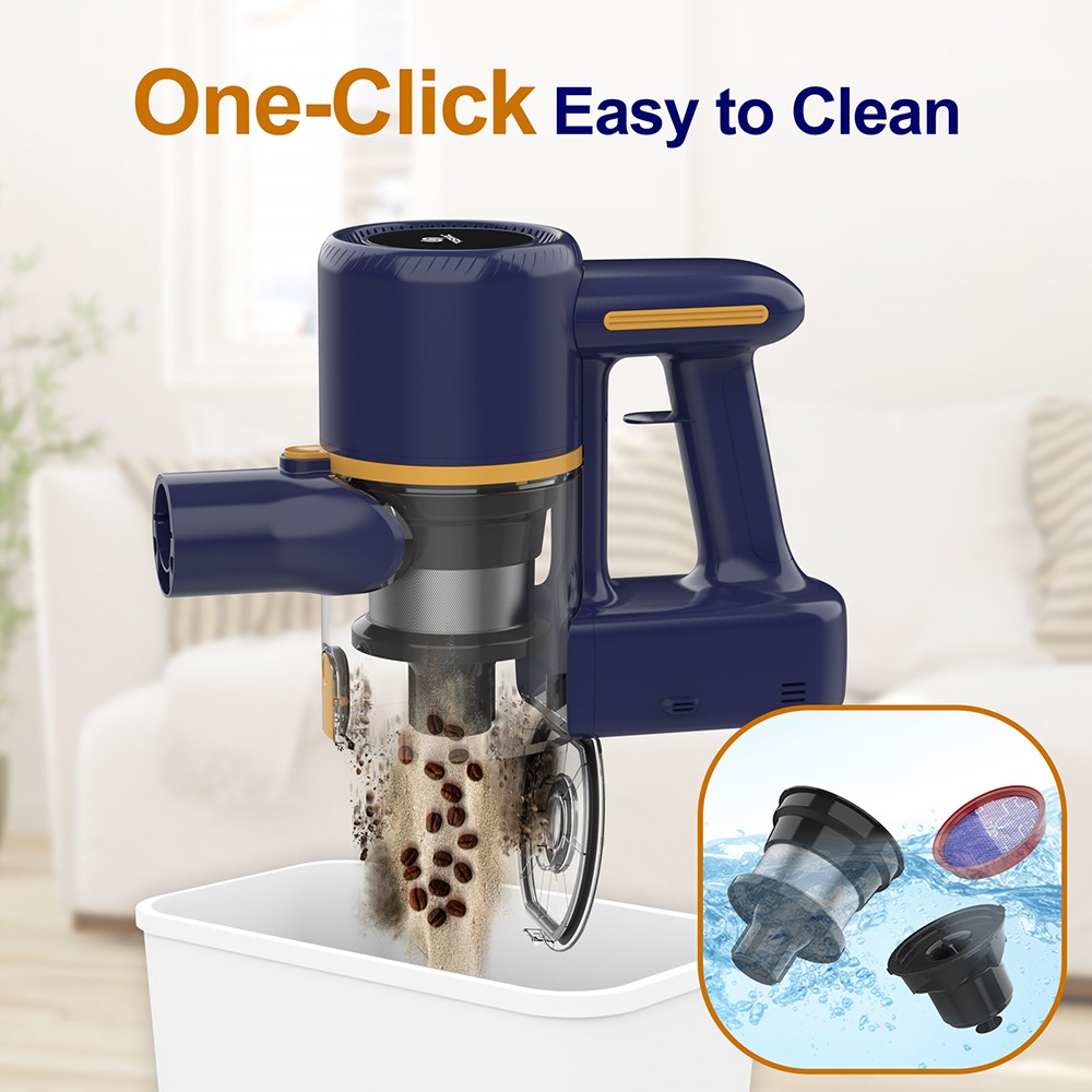 TASVAC N7 Cordless Vacuum Cleaner, 14kPa Suction, 180° Foldable Rod, 2200mAh Rechargeable Battery, LED Headlight, Blue - EU Pl
