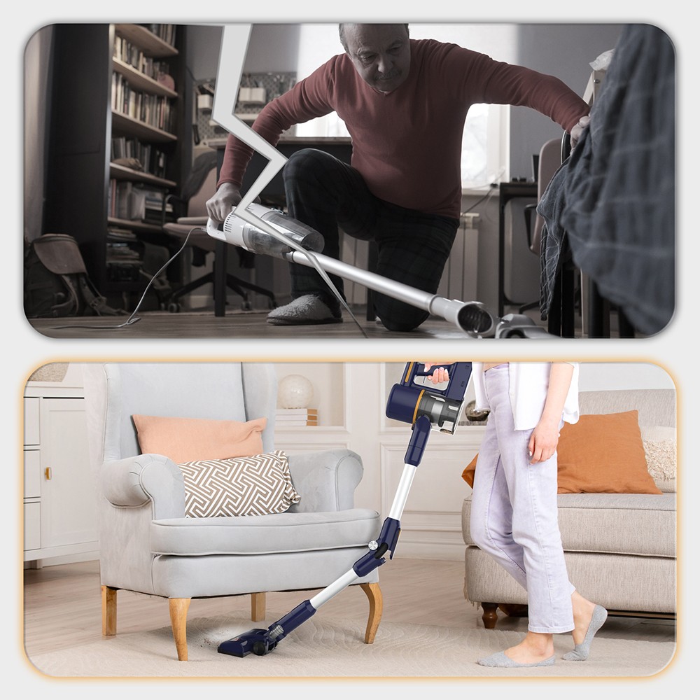 TASVAC N7 Cordless Vacuum Cleaner, 14kPa Suction, 180° Foldable Rod, 2200mAh Rechargeable Battery, LED Headlight, Blue - EU Pl