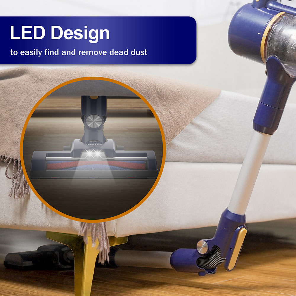 TASVAC N7 Cordless Vacuum Cleaner, 14kPa Suction, 180° Foldable Rod, 2200mAh Rechargeable Battery, LED Headlight, Blue - EU Pl