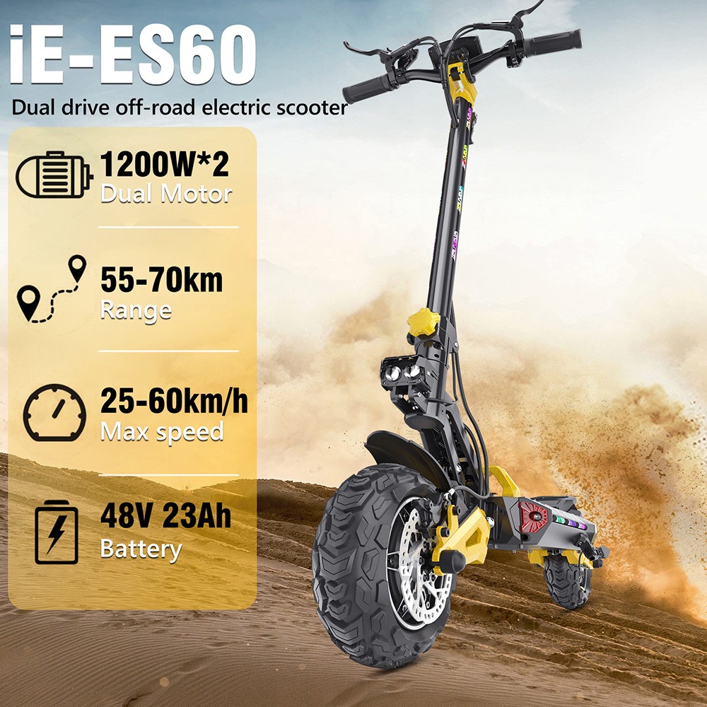 iENYRID ES60 Electric Scooter 2*1200W Motor 48V 23Ah Battery 11-inch Tire 60km/h Max Speed 70km Range Hydraulic Brake