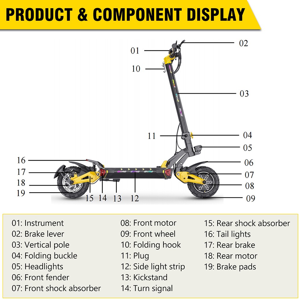 iENYRID ES60 Electric Scooter 2*1200W Motor 48V 23Ah Battery 11-inch Tire 60km/h Max Speed 70km Range Hydraulic Brake