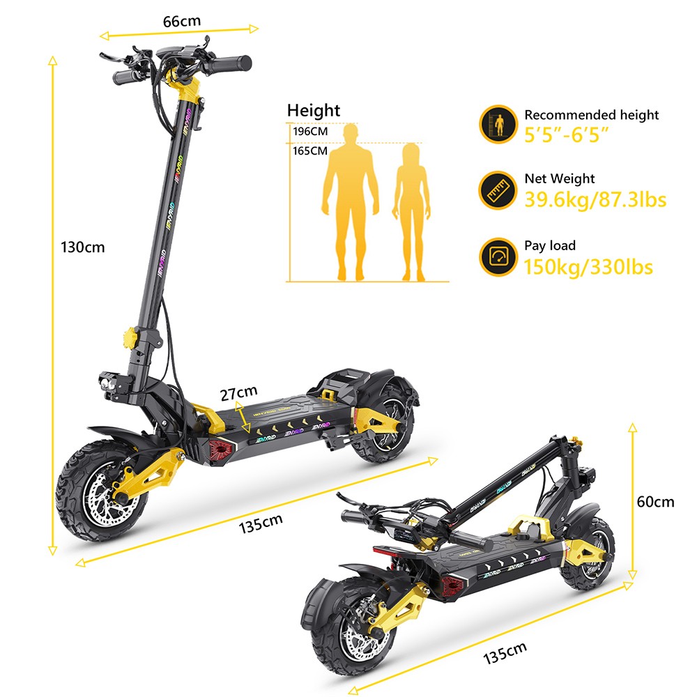 iENYRID ES60 Electric Scooter 2*1200W Motor 48V 23Ah Battery 11-inch Tire 60km/h Max Speed 70km Range Hydraulic Brake