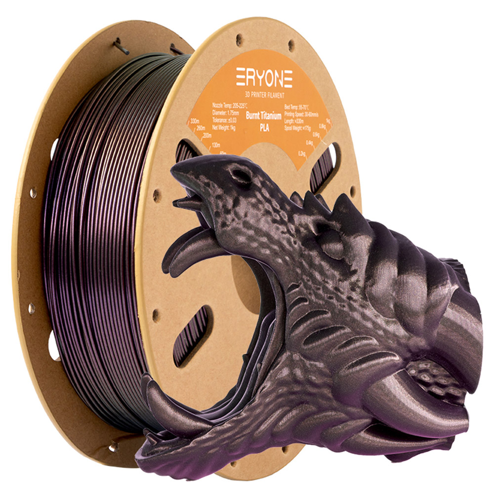 ERYONE Burnt Titanium PLA 3D Printer Filament 1kg - Red