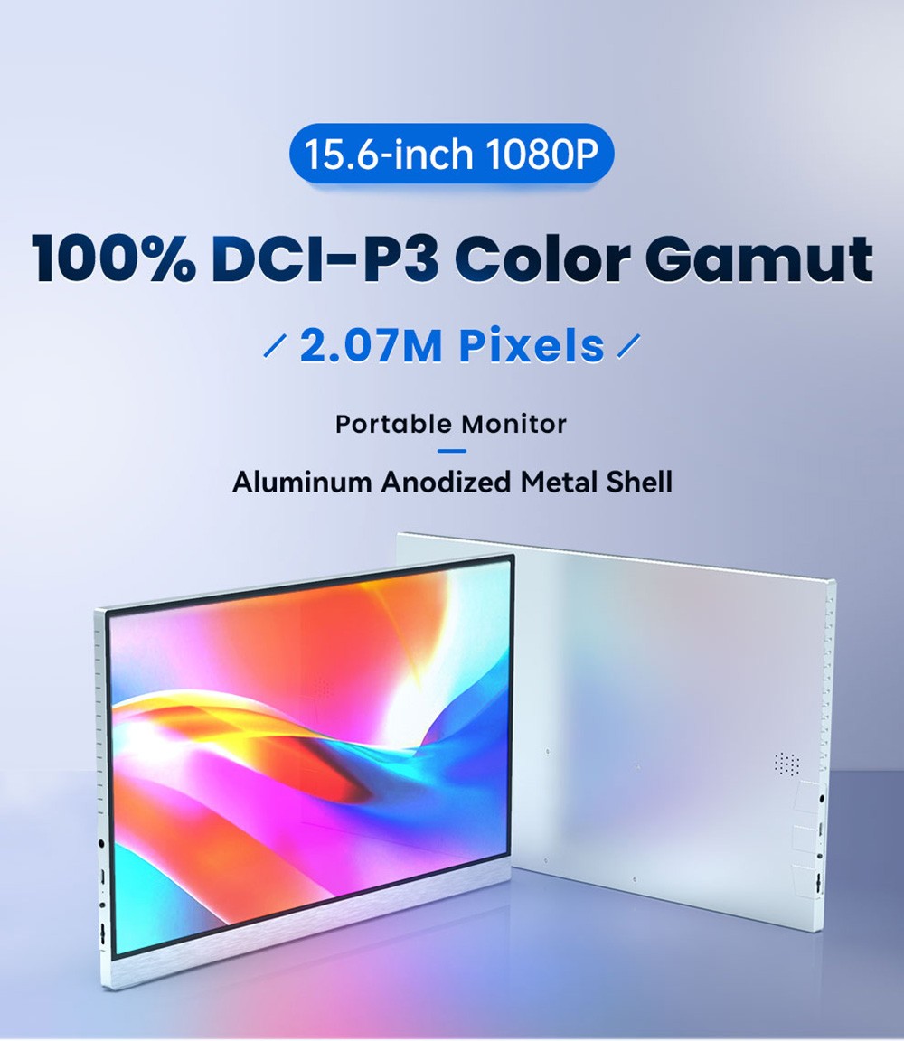 AOSIMAN 156FCC Portable Monitor 15 6 inch 1080P IPS Screen Double Blind OTG Connectable with Wireless Keyboard and Mouse