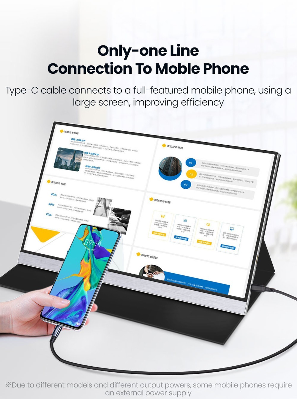 AOSIMAN 156FCC Portable Monitor 15 6 inch 1080P IPS Screen Double Blind OTG Connectable with Wireless Keyboard and Mouse