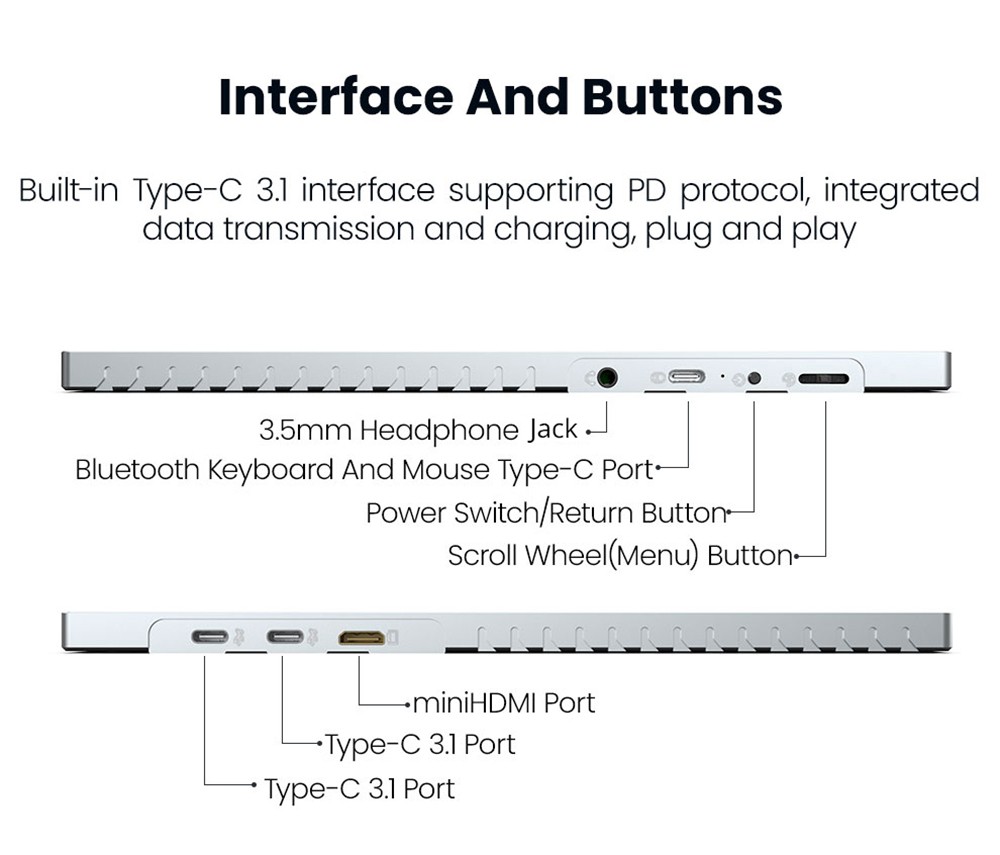 AOSIMAN 156FCC Portable Monitor 15 6 inch 1080P IPS Screen Double Blind OTG Connectable with Wireless Keyboard and Mouse