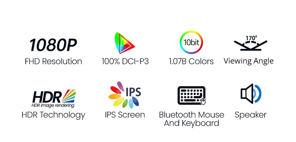 AOSIMAN 156FCC Portable Monitor 15 6 inch 1080P IPS Screen Double Blind OTG Connectable with Wireless Keyboard and Mouse