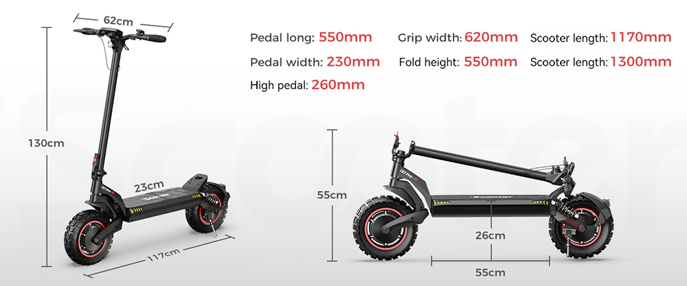 iScooter iX7 Pro Electric Scooter 2*1000W Motor 48V 17 5Ah Battery 10 inch Off Road Tires 60km/h Max Speed 80km Range Fro