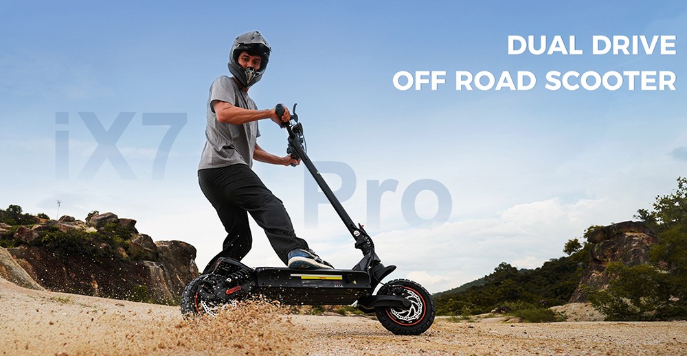 iScooter iX7 Pro Electric Scooter 2*1000W Motor 48V 17 5Ah Battery 10 inch Off Road Tires 60km/h Max Speed 80km Range Fro