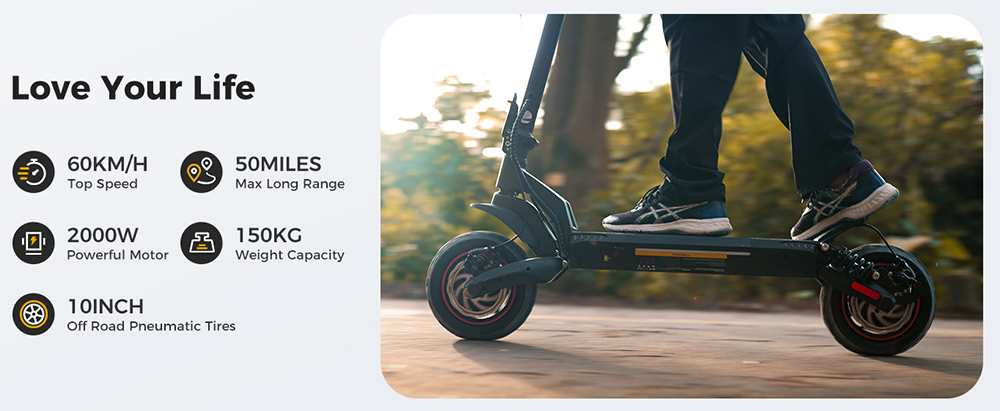 iScooter iX7 Pro Electric Scooter 2*1000W Motor 48V 17 5Ah Battery 10 inch Off Road Tires 60km/h Max Speed 80km Range Fro