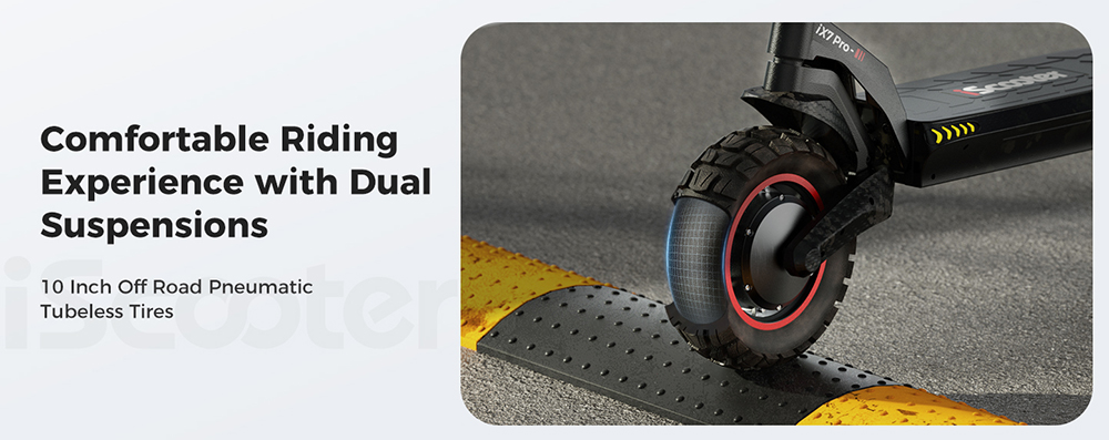 iScooter iX7 Pro Electric Scooter 2*1000W Motor 48V 17 5Ah Battery 10 inch Off Road Tires 60km/h Max Speed 80km Range Fro