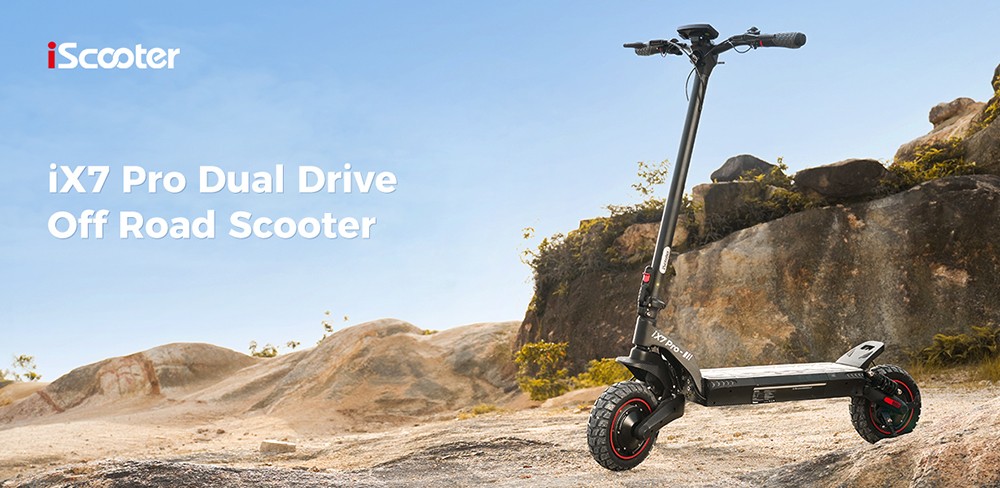 iScooter iX7 Pro Electric Scooter 2*1000W Motor 48V 17 5Ah Battery 10 inch Off Road Tires 60km/h Max Speed 80km Range Fro