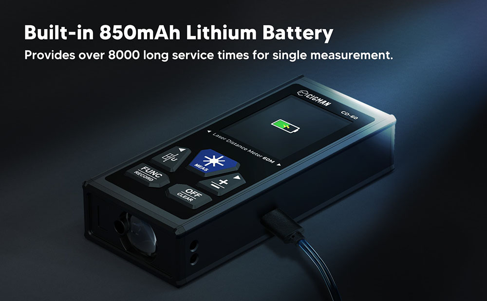 CIGMAN CD-60 Bilateral Laser Distance Meter  393ft/120M Bilateral Measurement  with M/in/Ft Multiple Units