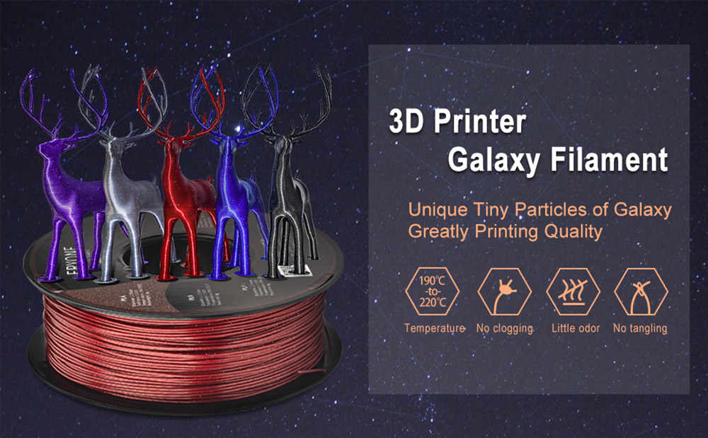 ERYONE Galaxy Sparkly Glitter PLA Filament for 3D Printer 1 75mm Tolerance 0 03mm 1KG 2 2LBS /Spool - Black