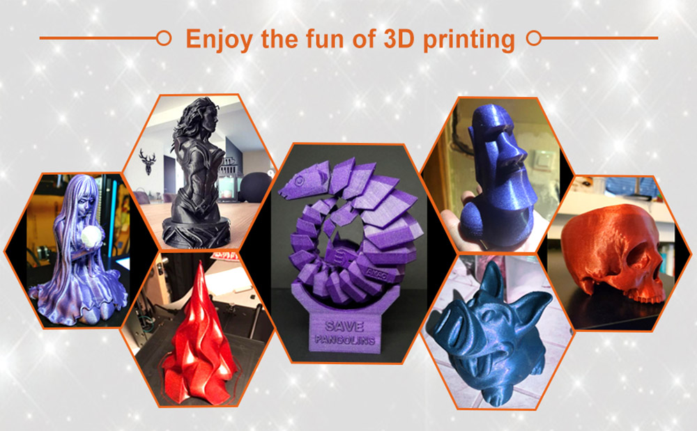ERYONE Galaxy Sparkly Glitter PLA Filament for 3D Printer 1 75mm Tolerance 0 03mm 1KG 2 2LBS /Spool - Black