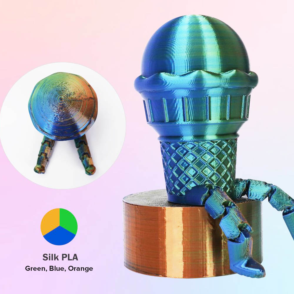 ERYONE Triple-Color Silk PLA Filament for 3D Printers 1 75mm Accuracy /- 0 03 mm 1kg 2 2LBS /Spool-Orange Blue Green