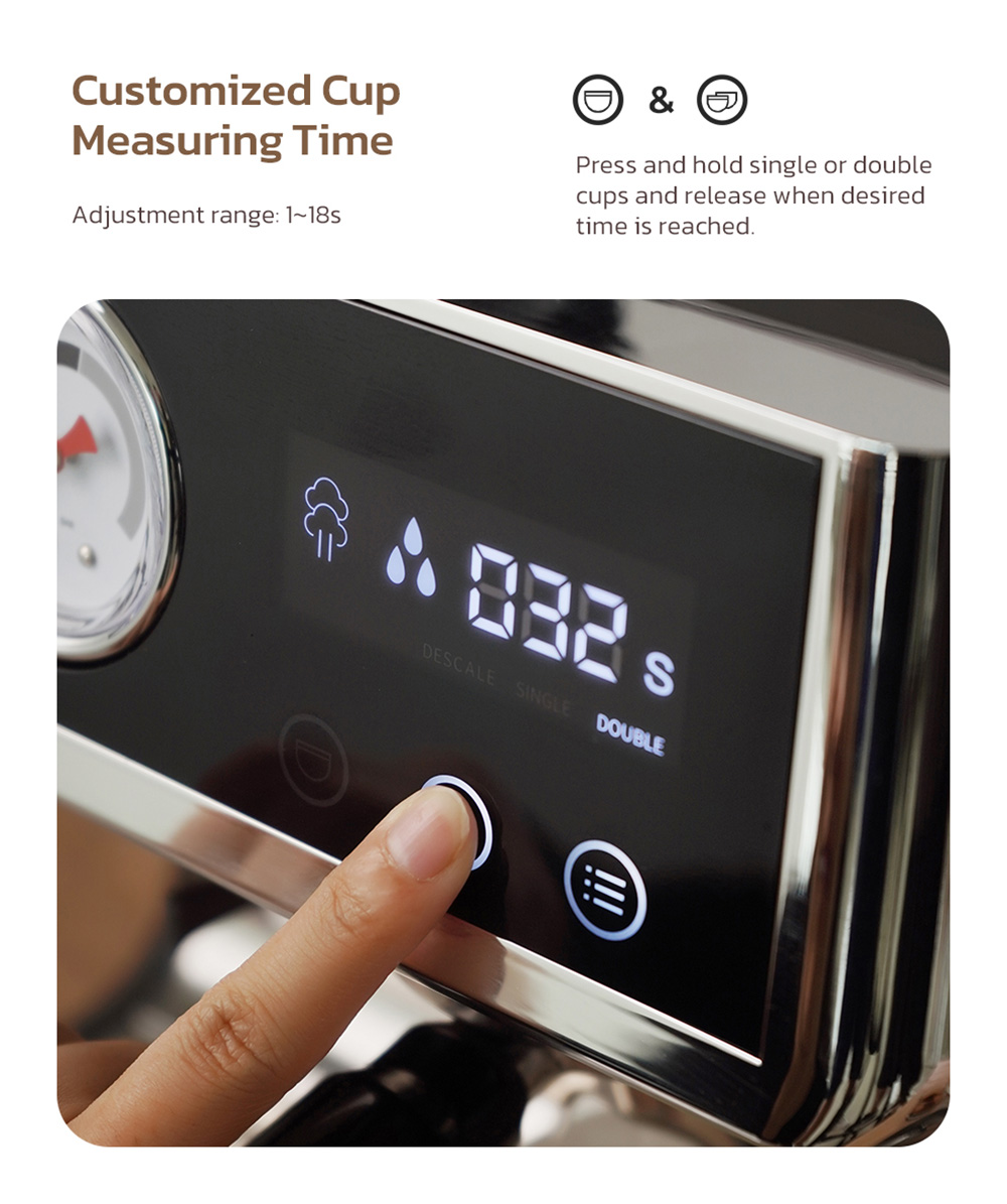 HiBREW H7A Coffee Maker Espresso Machine  20 Bar Pressure  Dual Boiler System  30 Levels Grinder  250g Coffee Bean Capacity  LC