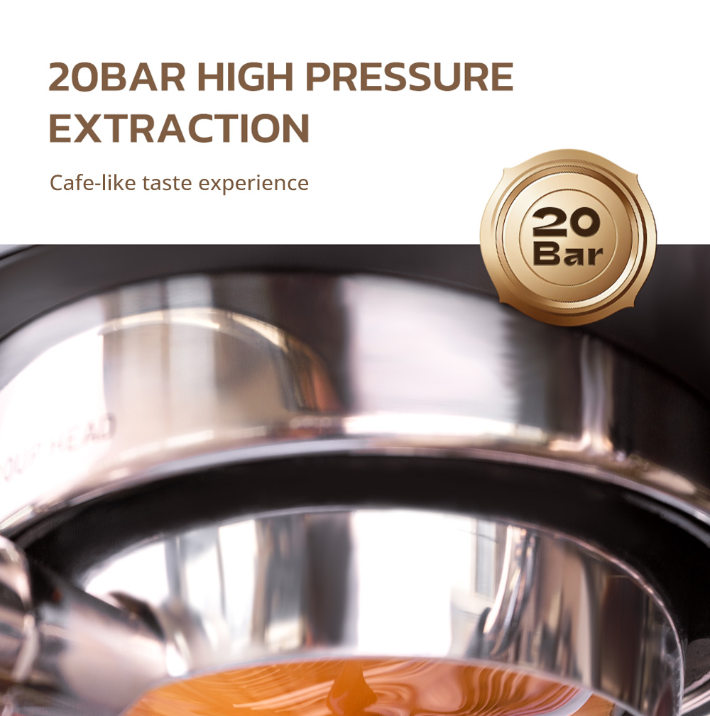 HiBREW H7A Coffee Maker Espresso Machine  20 Bar Pressure  Dual Boiler System  30 Levels Grinder  250g Coffee Bean Capacity  LC