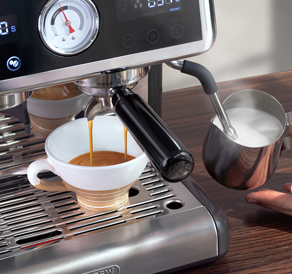 HiBREW H7A Coffee Maker Espresso Machine  20 Bar Pressure  Dual Boiler System  30 Levels Grinder  250g Coffee Bean Capacity  LC