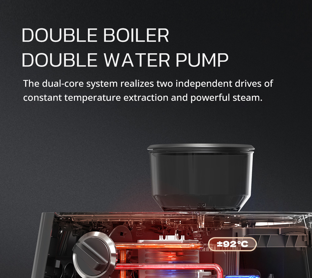 HiBREW H7A Coffee Maker Espresso Machine  20 Bar Pressure  Dual Boiler System  30 Levels Grinder  250g Coffee Bean Capacity  LC