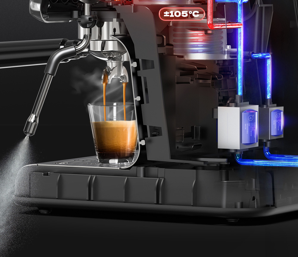 HiBREW H7A Coffee Maker Espresso Machine  20 Bar Pressure  Dual Boiler System  30 Levels Grinder  250g Coffee Bean Capacity  LC