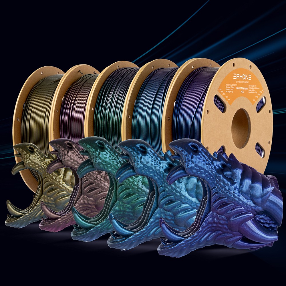 ERYONE Burnt Titanium PLA 3D Printer Filament 1kg - Blue-purple