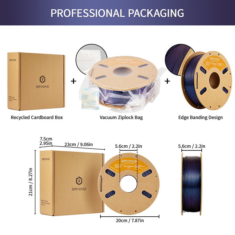 ERYONE Burnt Titanium PLA 3D Printer Filament 1kg - Blue-purple