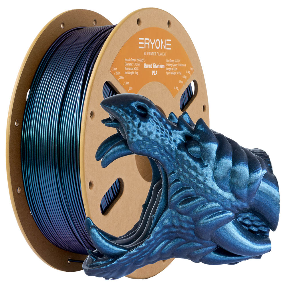 ERYONE Burnt Titanium PLA 3D Printer Filament 1kg - Blue