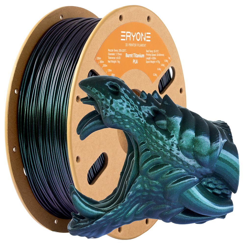 ERYONE Burnt Titanium PLA 3D Printer Filament 1kg - Green