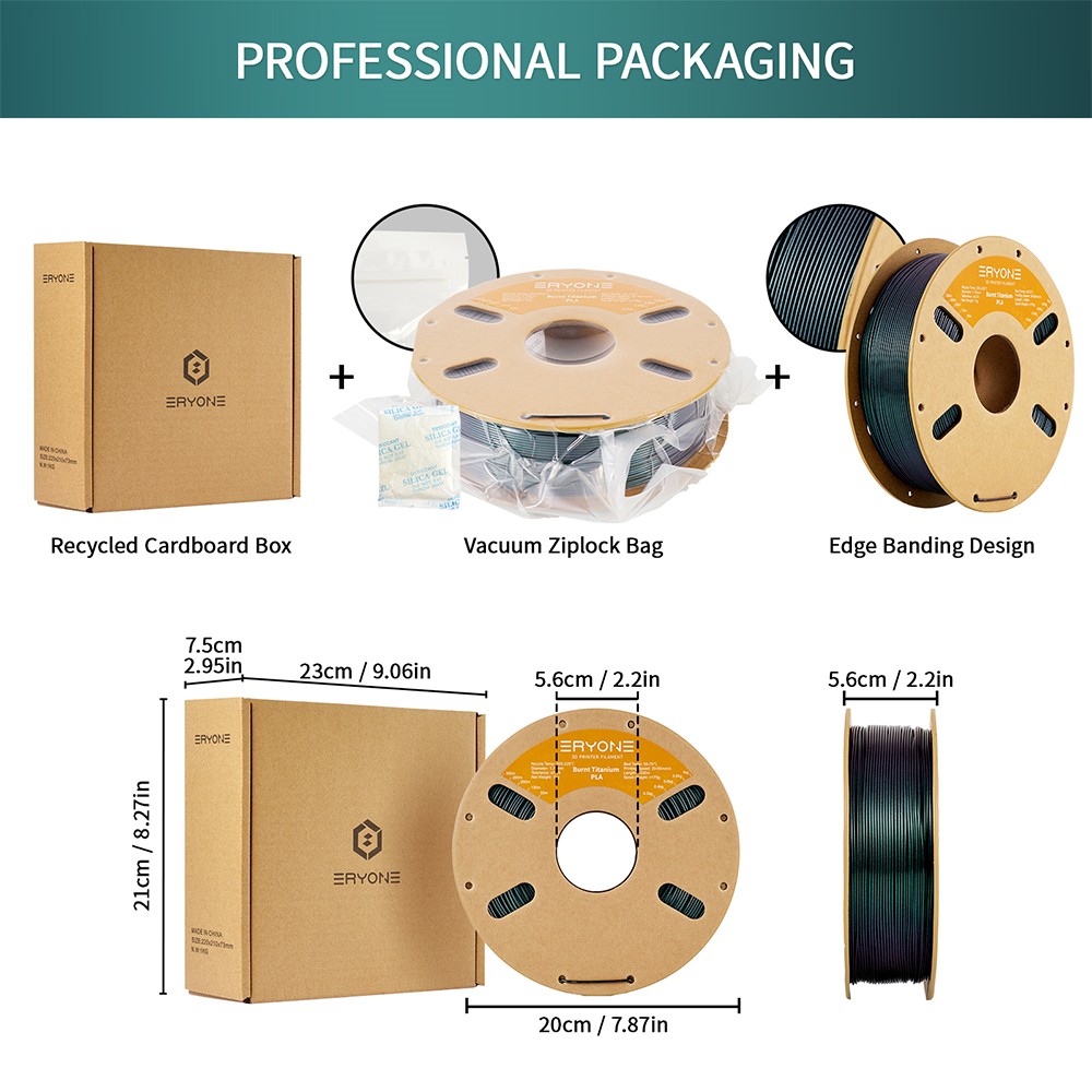 ERYONE Burnt Titanium PLA 3D Printer Filament 1kg - Green