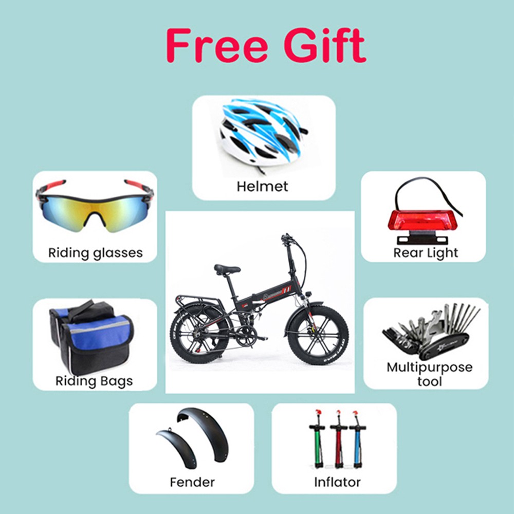 RANDRIDE YX20 Electric Bike 1000W Motor 45km/h Max Speed 48V17Ah Battery 80-90km Max Range 20*4 0'' One-Wheel 150kg Load