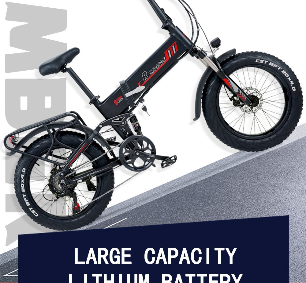 RANDRIDE YX20 Electric Bike 1000W Motor 45km/h Max Speed 48V17Ah Battery 80-90km Max Range 20*4 0'' One-Wheel 150kg Load